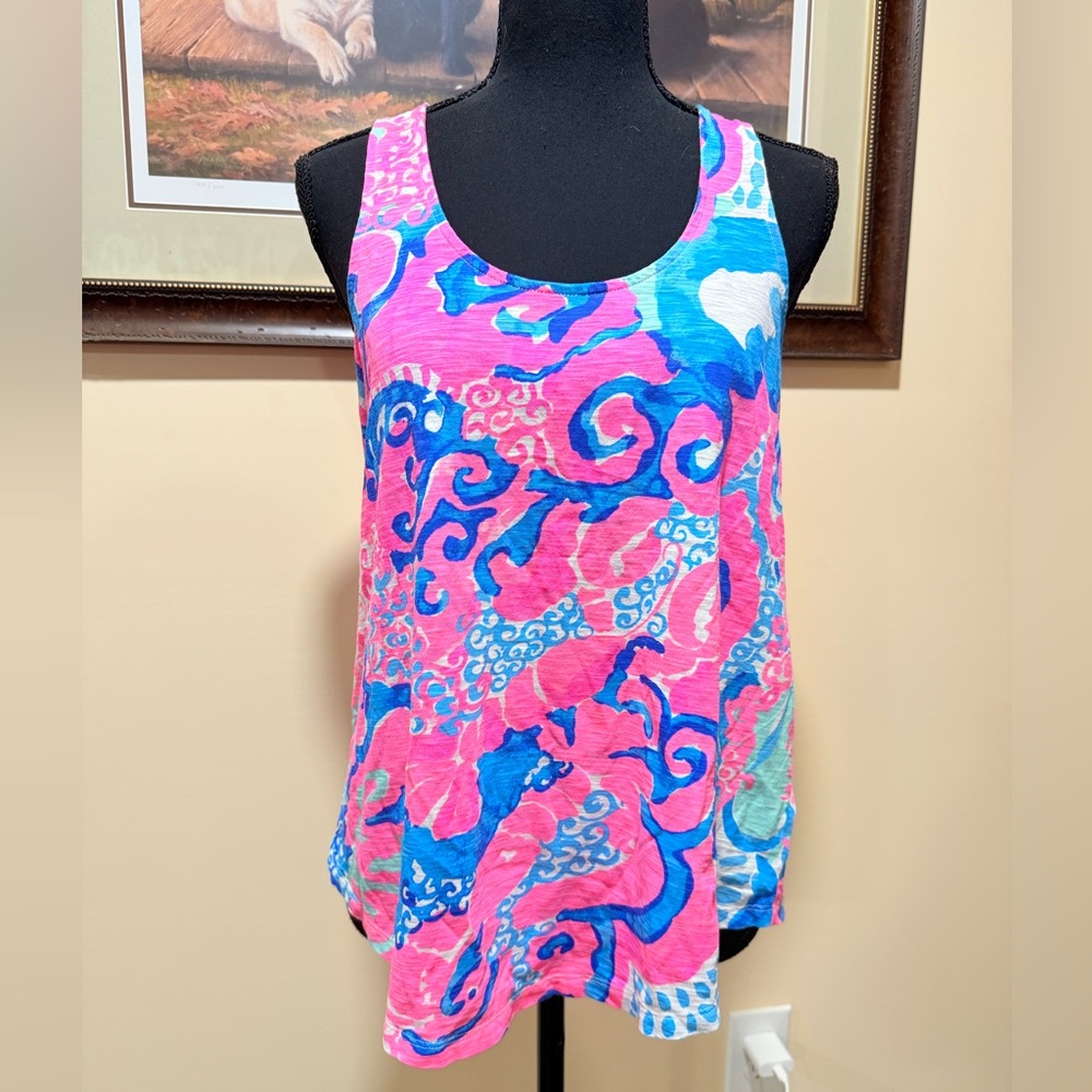 Lilly Pulitzer Pink & Blue Razor Back Tank Top